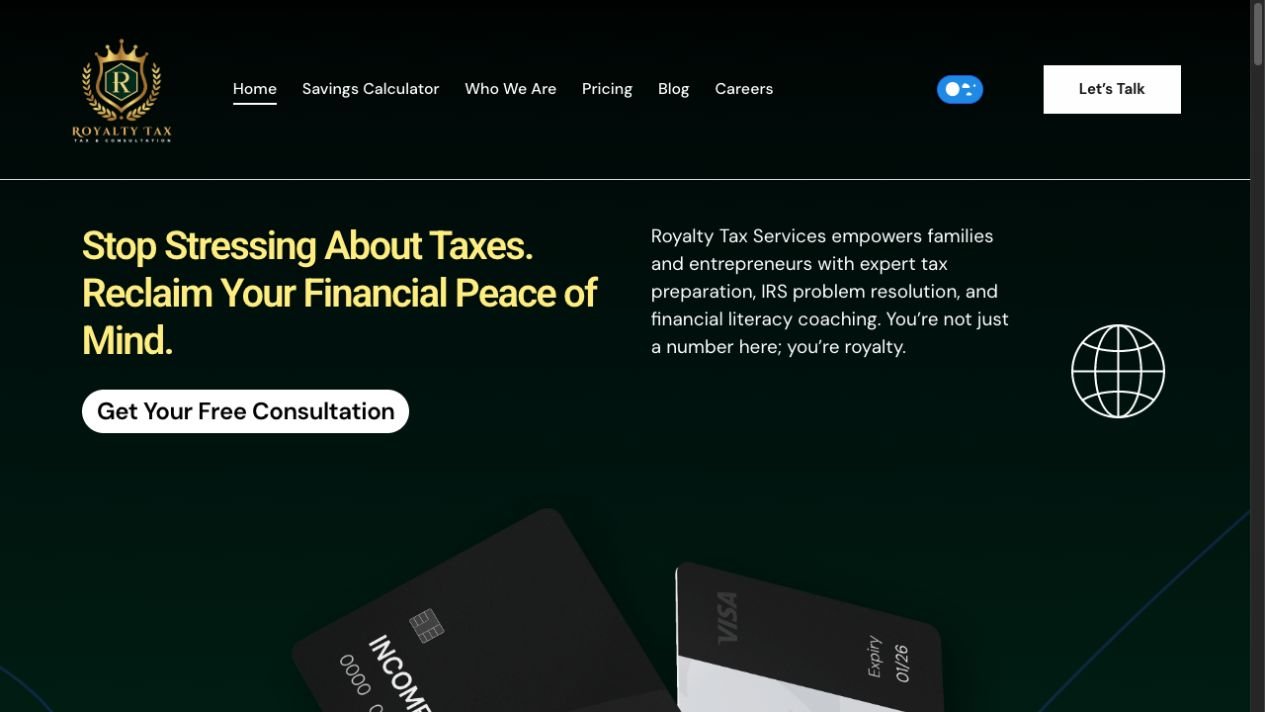 myroyaltytax.com SEO website design tax service project