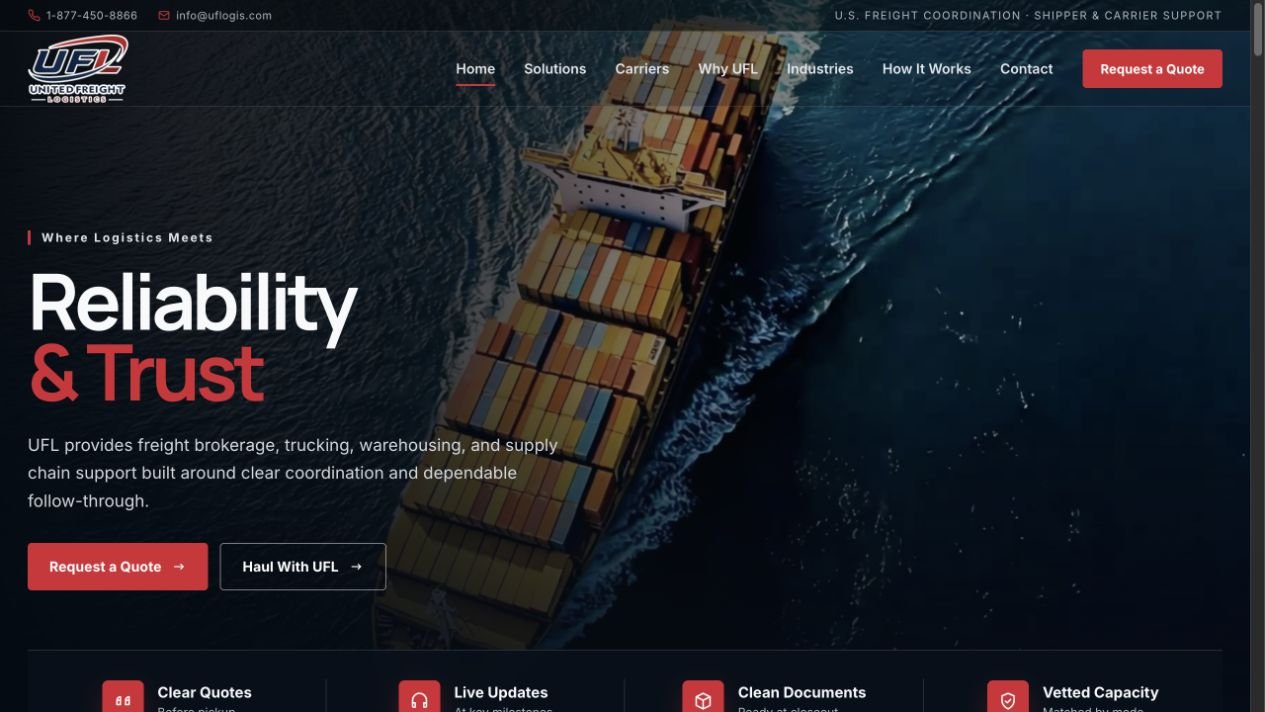 ufl.trepixel.com logistics website design project